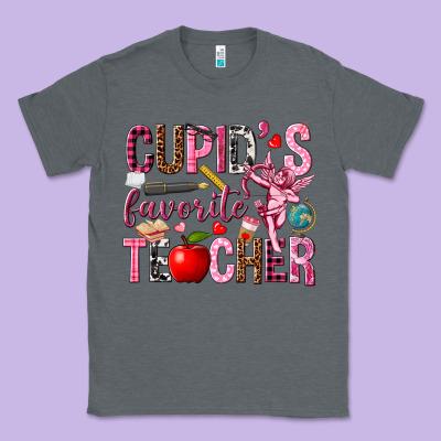 Cupid's Favorite Teacher Valentine's Day Classic Tee Designed By Howdyjamesfarm