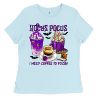Baby Blue Hocus Pocus I Need Coffee to Focus Ladies Tee - texasbilliewilder