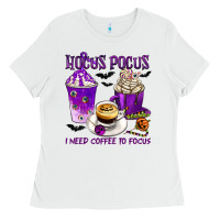 White Hocus Pocus I Need Coffee to Focus Ladies Tee - texasbilliewilder