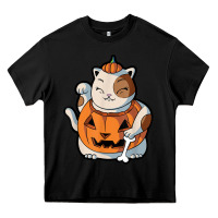 Black cute kawaii maneki neko cat halloween pumpkin costume boys Heavy Core Tee - trangStudio