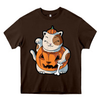 Chocolate Brown cute kawaii maneki neko cat halloween pumpkin costume boys Heavy Core Tee - trangStudio