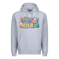 Heather Grey Happy Easter Premium Hoodie - LillyAllenDesigns