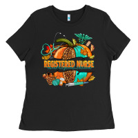 Black registered nurse pumpkin Ladies Tee - NancyCooperArtShop