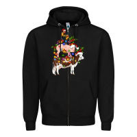 Black stacked christmas farm animals Zipper Hoodie - Artiststas