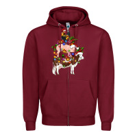 Burgundy stacked christmas farm animals Zipper Hoodie - Artiststas