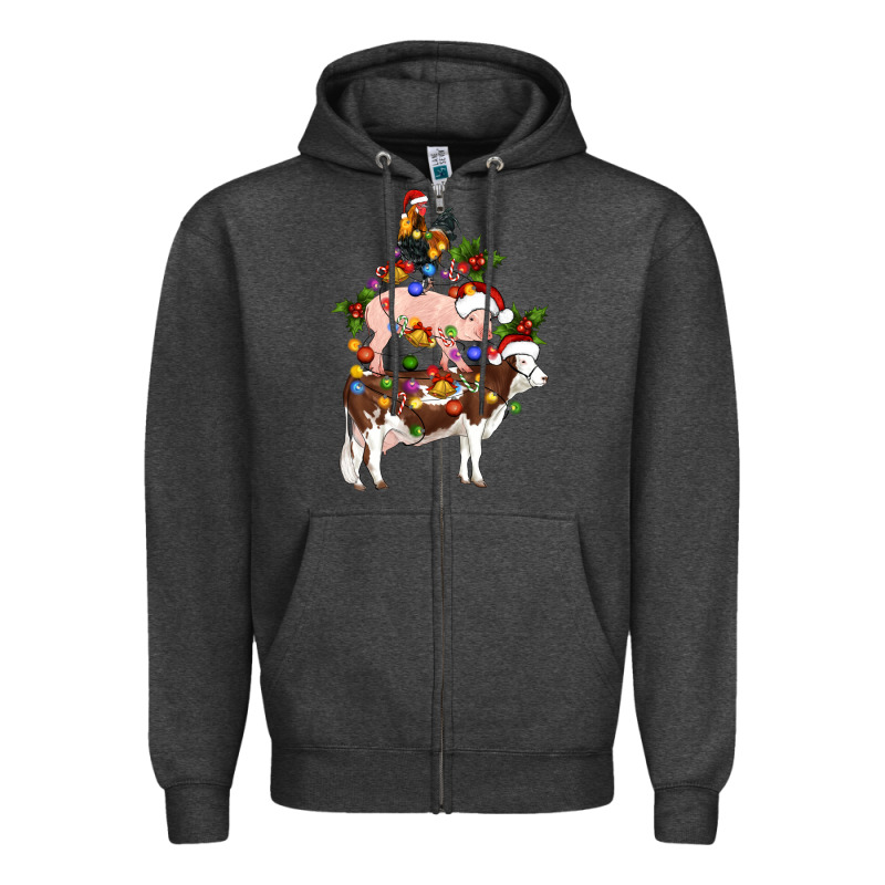Stacked Christmas Farm Animals Zipper Hoodie by Artiststas | Teevron