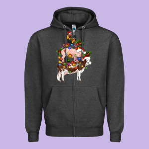 Stacked Christmas Farm Animals Zipper Hoodie Designed By Artiststas