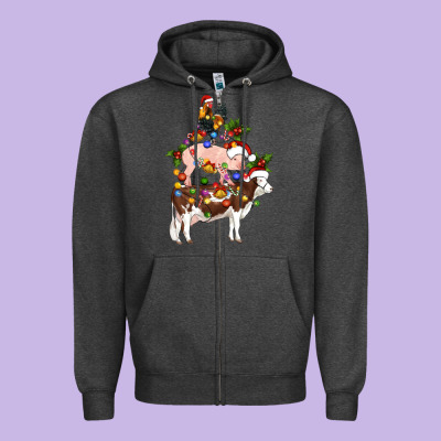 Stacked Christmas Farm Animals Zipper Hoodie Designed By Artiststas