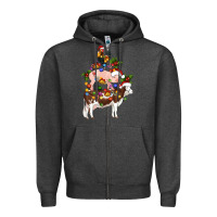 Charcoal Heather stacked christmas farm animals Zipper Hoodie - Artiststas