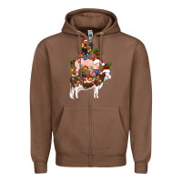 Chestnut stacked christmas farm animals Zipper Hoodie - Artiststas