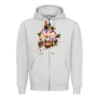 Dove Grey stacked christmas farm animals Zipper Hoodie - Artiststas
