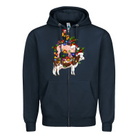 Navy stacked christmas farm animals Zipper Hoodie - Artiststas