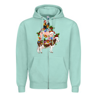 Seafoam stacked christmas farm animals Zipper Hoodie - Artiststas