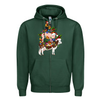 Sports Green stacked christmas farm animals Zipper Hoodie - Artiststas