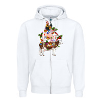White stacked christmas farm animals Zipper Hoodie - Artiststas