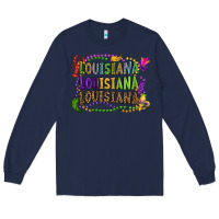 Navy louisiana louisiana louisiana mardi gras Long Sleeve Tee - OliviaCreatesArt