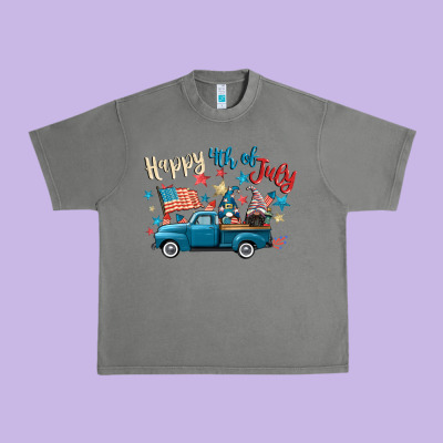 Happy 4th Of July Gnome Truck Urban Heavy Tee Designed By Cowgirlartshop