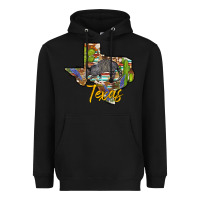 Black texas map armadillo Heavyweight Hoodie - BarkalooDesign