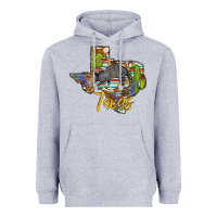Heather Grey texas map armadillo Heavyweight Hoodie - BarkalooDesign