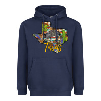 Navy texas map armadillo Heavyweight Hoodie - BarkalooDesign