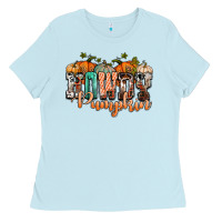 Baby Blue western howdy pumpkin Ladies Tee - NancyCooperArtShop