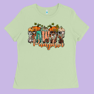 Western Howdy Pumpkin Ladies Tee Designed By Nancycooperartshop
