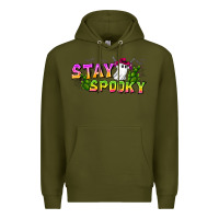 Army Green Stay Spooky Premium Hoodie - CowhideDigitalArt