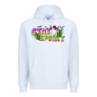 White Stay Spooky Premium Hoodie - CowhideDigitalArt