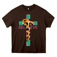 Chocolate Brown Believe Cross Heavy Core Tee - Bettercallsaul