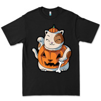 Black cute kawaii maneki neko cat halloween pumpkin costume boys Premium Tee - trangStudio