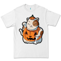 White cute kawaii maneki neko cat halloween pumpkin costume boys Premium Tee - trangStudio