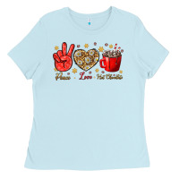 Baby Blue Peace love hot chocolate Ladies Tee - NancyCooperArtShop