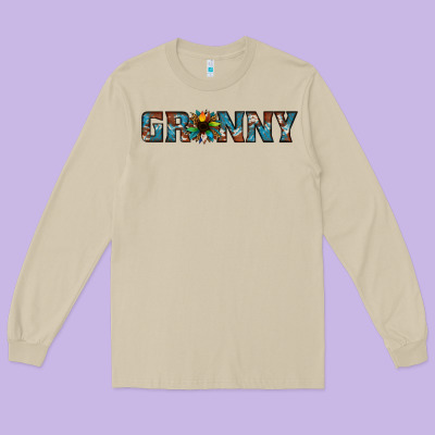 Granny Cowhide Sunflower Long Sleeve Tee Designed By Jasminsmagicworld