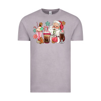 Pink Santa Christmas Santa Coffe Cups Vintage Tee | Teevron