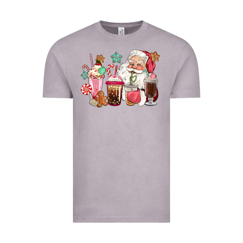 Pink Santa Christmas Santa Coffe Cups Vintage Tee by CowGirlArtShop | Teevron