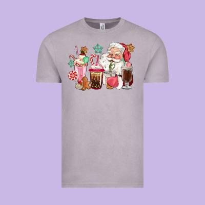 Pink Santa Christmas Santa Coffe Cups Vintage Tee Designed By Cowgirlartshop
