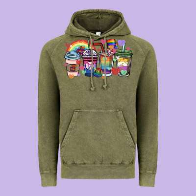 Lgbtq Coffee Cups Vintage Hoodie Designed By Howdyjamesfarm