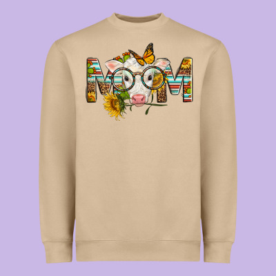 Western Baby Calf Mom With Sunflower Mother's Day Heavyweight Sweatshirt Designed By Lillyallendesigns