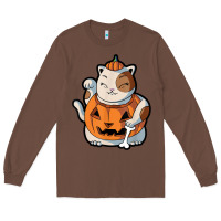 Chestnut cute kawaii maneki neko cat halloween pumpkin costume boys Long Sleeve Tee - trangStudio