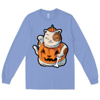Colony Blue cute kawaii maneki neko cat halloween pumpkin costume boys Long Sleeve Tee - trangStudio