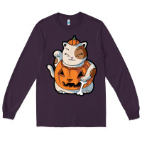 Plum cute kawaii maneki neko cat halloween pumpkin costume boys Long Sleeve Tee - trangStudio