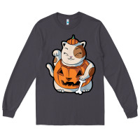 Smoke cute kawaii maneki neko cat halloween pumpkin costume boys Long Sleeve Tee - trangStudio