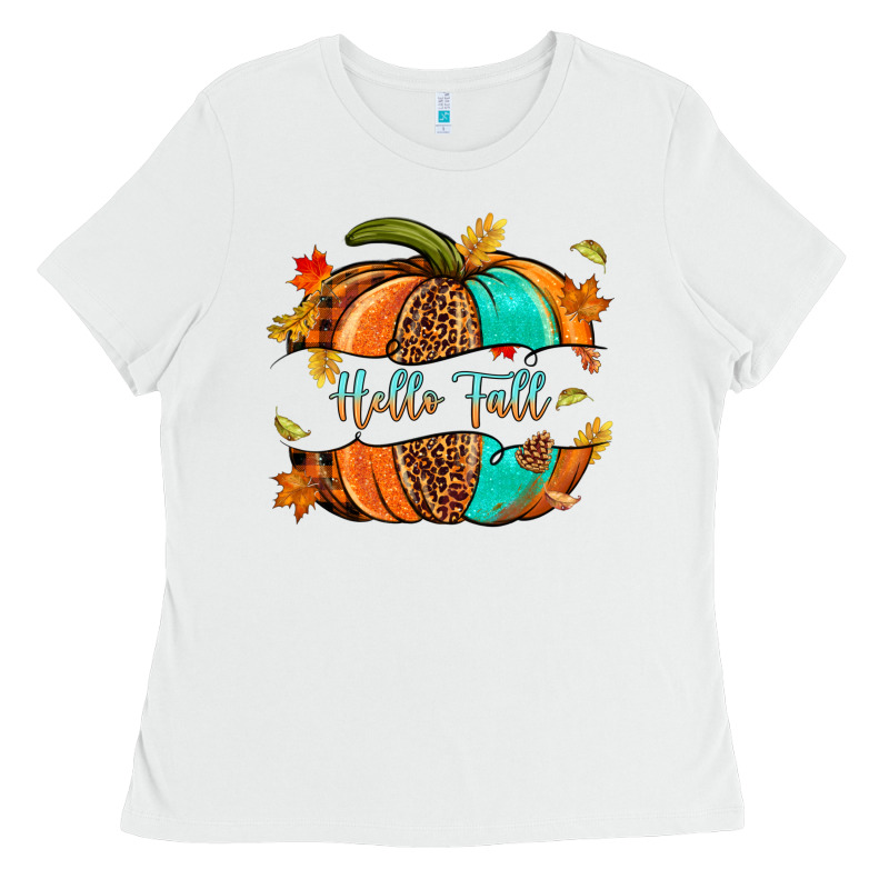 Pumpkin Hello Fall Ladies Tee by NancyCooperArtShop | Teevron