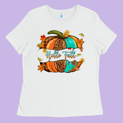 Pumpkin Hello Fall Ladies Tee Designed By Nancycooperartshop