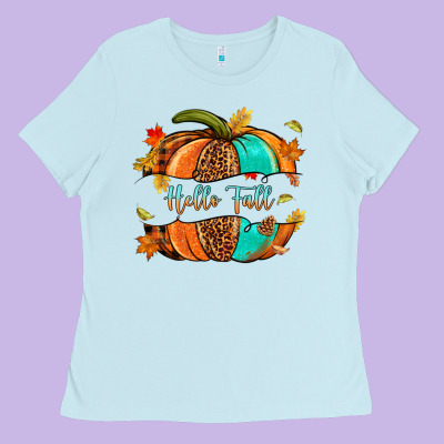 Pumpkin Hello Fall Ladies Tee Designed By Nancycooperartshop