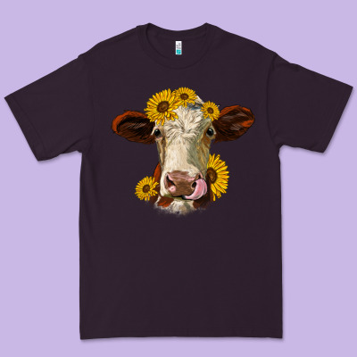 Hereford Cattle Sunflowers Heifer Premium Tee Designed By Jasminsmagicworld