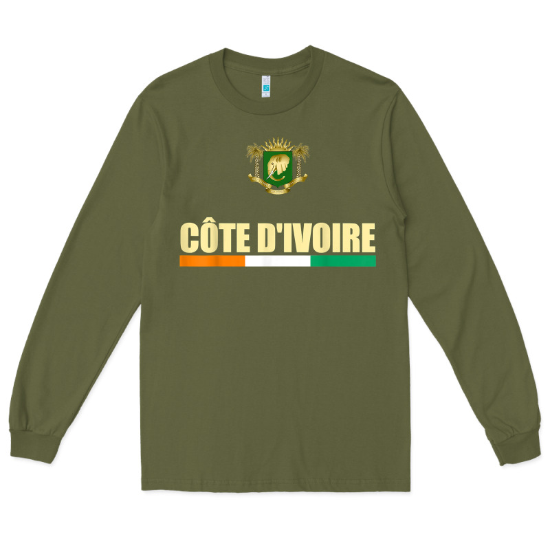 Cote D_ivoire National Flag Ivory Coast Coat Of Arms Gift Long Sleeve Tee by trangStudio | Teevron
