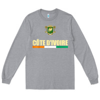 Heather Grey Cote d_Ivoire National Flag Ivory Coast Coat Of Arms Gift Long Sleeve Tee - trangStudio