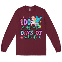 Burgundy hundred magical days of school unicorn Long Sleeve Tee - OliviaCreatesArt