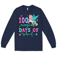 Navy hundred magical days of school unicorn Long Sleeve Tee - OliviaCreatesArt